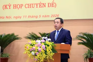 Đồng chí Trần Đức Thắng, Ủy viên Bộ Chính trị, Bí thư Thành ủy Hà Nội phát biểu tại kỳ họp thứ 2 của HĐND TP Hà Nội. Ảnh: BẢO CHI