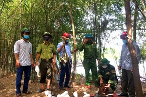 Lực lượng chức năng Hà Tĩnh tiến hành thu gom, xử lý các dụng cụ dùng để săn bắt chim di cư tự nhiên