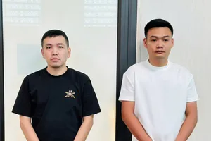 Võ Đại Trường Lâm và Lê Trọng Hải Anh tại cơ quan điều tra. Ảnh: Công an tỉnh Thanh Hóa 