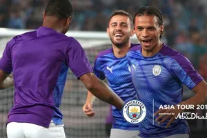 Hình ảnh Leroy Sane trong chuyến du đấu châu Á được đăng tải trên trang chủ Man.City.