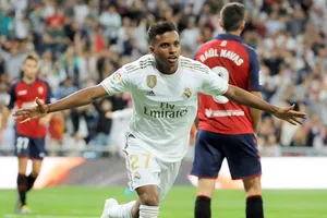 Rodrygo Goes tận hưởng ngày ra mắt tuyệt diệu. Ảnh: Getty Images