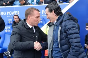 Brendan Rodgers (trái) trong lần đánh bại Unai Emery mới đây. Ảnh: Getty Images