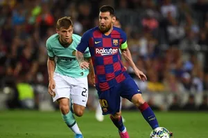 Lionel Messi trong lần đối đầu Inter Milan ở Champions League. Ảnh: Getty Images 