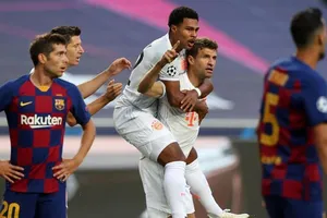 Thomas Mueller trở thành cầu thủ ghi nhiều bàn nhất vào lưới Barca ở Champions League. Ảnh: Getty Images