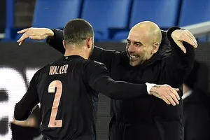 HLV Pep Guardiola phấn khích về mạch kết quả ấn tượng. Ảnh: Getty Images 
