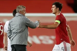 Harry Maguire chơi mọi phút cho Man.United trước khi chấn thương vào đầu tháng 5. Ảnh: Getty Images