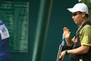 Xạ thủ Lê Nghĩa của đội bắn đĩa bay. Ảnh: SFS