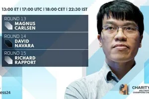 Lê Quang Liêm đã lọt vào tứ kết giải Charity Cup 2022. Ảnh: Chess24