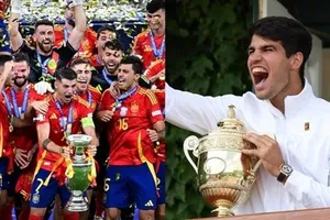 Cả đội tuyển Tây Ban Nha và Carlos Alcaraz cùng giành cúp vô địch vào 1 ngày