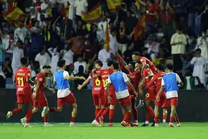 Niềm vui của các cầu thủ Al-Qadisiya khi giành chiến thắng 2-1 trước Al-Nassr