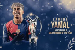 Lamine Yamal giành giải thưởng “Đột phá của năm” tại lễ trao giải Laureus World Sports Awards.
