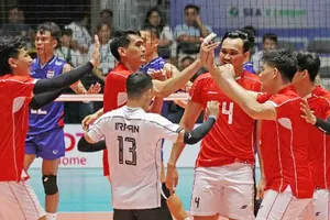 Đội tuyển bóng chuyền nam Indonesia chiến thắng ở vòng 2 SEA V League 2025. Ảnh: Tempo.co