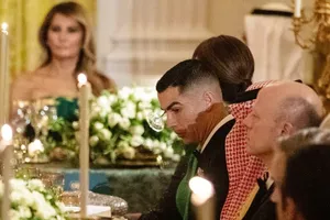 Cristiano Ronaldo vinh dự có mặt tại Nhà Trắng hôm thứ Ba. Ảnh: ESPN