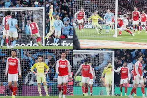 Kepa Arrizabalaga biếu cho Man.City bàn mở tỷ số trong trận thua 0-2 của Arsenal ở chung kết Cúp Liên đoàn.