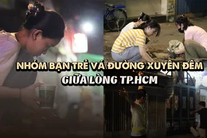 Nhóm bạn trẻ vá đường xuyên đêm giữa lòng TPHCM