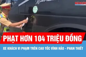Xe khách vi phạm trên đường cao tốc Vĩnh Hảo - Phan Thiết, bị phạt hơn 104 triệu đồng