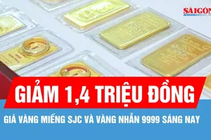 Sáng 12-3, giá vàng miếng SJC và vàng nhẫn 9999 giảm 1,4 triệu đồng/lượng