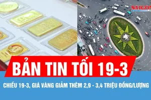 Bản tin tối 19-3: Chiều 19-3, giá vàng giảm thêm 2,9 - 3,4 triệu đồng/lượng