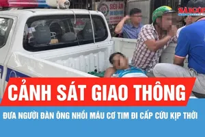 Vĩnh Long: Cảnh sát giao thông đưa người đàn ông nhồi máu cơ tim đi cấp cứu kịp thời