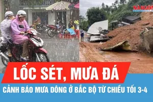 Cảnh báo mưa dông kèm lốc sét, mưa đá ở Bắc bộ từ chiều tối 3-4