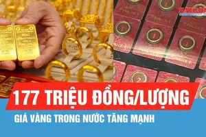 Vàng miếng SJC tăng 4,6 triệu đồng, niêm yết ở mức 177 triệu đồng/lượng