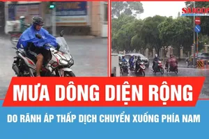 Mưa dông diện rộng do rãnh áp thấp dịch chuyển xuống phía Nam