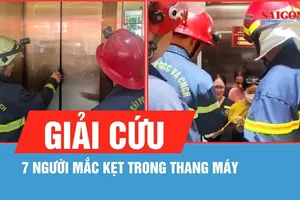 TPHCM: Giải cứu 7 người mắc kẹt trong thang máy