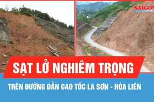 Tiếp tục sạt lở nghiêm trọng trên đường dẫn cao tốc La Sơn - Hòa Liên