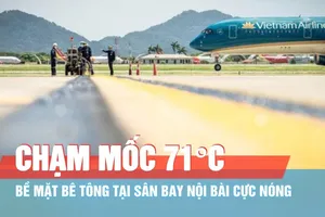 Nhiệt độ bề mặt bê tông tại sân bay Nội Bài chạm mốc 71°C