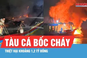 Tàu cá bốc cháy lúc rạng sáng, thiệt hại khoảng 1,2 tỷ đồng