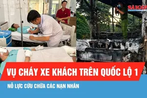 Nỗ lực cứu chữa nạn nhân trong vụ cháy xe khách trên quốc lộ 1