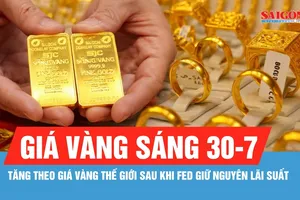 Sáng 30-7: Giá vàng trong nước tăng theo giá vàng thế giới sau khi Fed giữ nguyên lãi suất