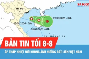 Bản tin tối 8-8: Áp thấp nhiệt đới trên vịnh Bắc bộ đã đi ngược ra khơi xa