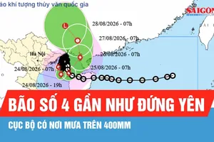 Bão số 4 gần như đứng yên, Trung bộ nắng nóng trên 38 độ C