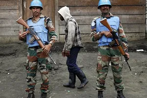 Nhân viên gìn giữ hòa bình Liên Hợp Quốc ở Congo. Ảnh: AP