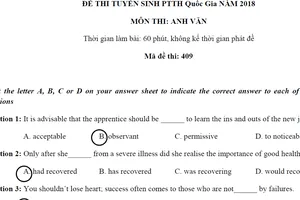 Bài giải gợi ý môn Anh Văn kỳ thi THPT quốc gia 2018