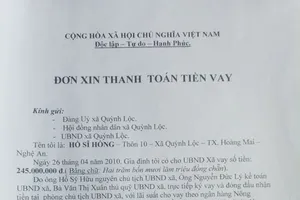Các giấy vay tiền, khế ước vay tiền của UBND xã Quỳnh Lộc và đơn xin trả nợ của người dân