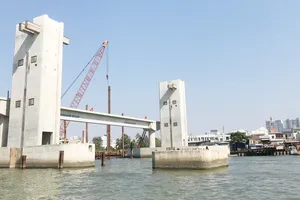 Hệ thống cống ngăn triều Mương Chuối (huyện Nhà Bè) đang hoàn thiện   