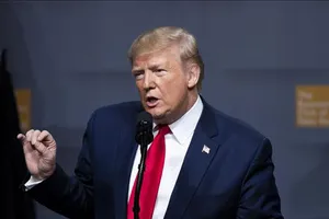 Tổng thống Mỹ Donald Trump phát biểu tại một sự kiện ở New York ngày 12-11-2019. Ảnh: THX/TTXVN