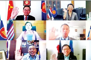  Đại sứ các nước ASEAN, New Zealand và đại diện Ban thư ký ASEAN tham dự cuộc họp lần thứ 8.  Ảnh: TTXVN 