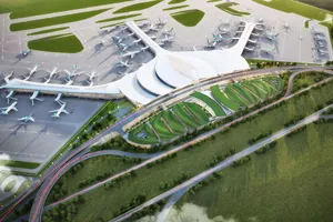 Phối cảnh Cảng hàng không quốc tế Long Thành. Đồ họa: TRÍ THẾ - NGỌC TRÂM (Nguồn: ACV) 