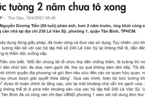 Vận động để sớm tô bức tường “2 năm chưa xong”