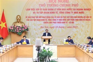 Thủ tướng chủ trì hội nghị với Ủy ban Quản lý vốn nhà nước tại doanh nghiệp và 19 tập đoàn, tổng công ty. Ảnh: VIẾT CHUNG