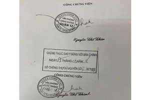 Văn phòng công chứng Sao Bắc Đẩu sử dụng con dấu của Văn phòng công chứng quận 12.