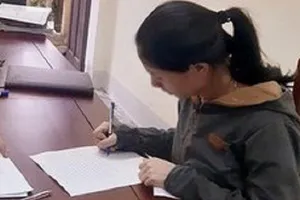   Đối tượng Hoàng Thị P. tại cơ quan điều tra