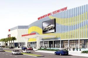 Mặt tiền của Vincom Mega Mall Ocean Park ấn tượng với thiết kế “gợn sóng”