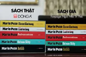 Bộ sách Mario Puzo do Đông A phát hành có kèm hộp. Đơn vị bán sách giả Ngôi nhà tri thức không có boxset, chỉ bọc màng co, tất cả bìa của 5 cuốn đều ghi thông tin phát hành của Đông A. Nguồn: sachdonga