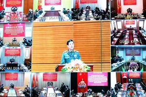 Các điểm cầu trong toàn quân dự hội nghị. Ảnh:  TTXVN)