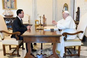 Chủ tịch nước Võ Văn Thưởng hội kiến Giáo hoàng Francis. Ảnh: VATICAN NEWS