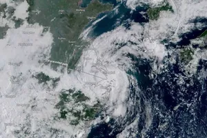 Vị trí bão Bebinca tại Thượng Hải lúc 8 giờ ngày 16-9. Đồ họa: Mapbox